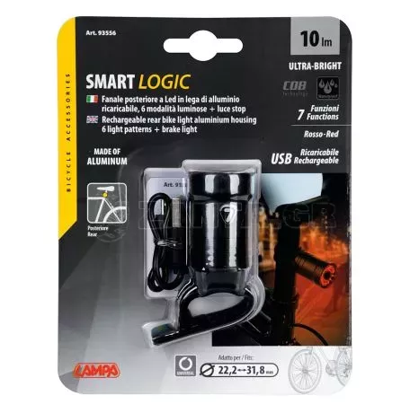 Lampa ΦΩΣ ΠΟΔΗΛΑΤΟΥ ΠΙΣΩ SMART-LOGIC ΚΟΚΚΙΝΟ ΦΩΣ COB-LED 10lm ΦΟΡΤΙΣΗ ΜΕ USB  9355.6-LB 