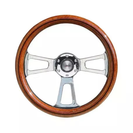 Simoni Racing ΤΙΜΟΝΙ WOOD ΤΡΙΑΚΤΙΝΟ ΞΥΛΙΝΟ/ΧΡΩΜΙΟ ΔΙΑΜΕΤΡΟΣ 350mm ΠΑΧΟΣ 100mm ΒΑΘΟΣ 63mm SIMONI RACING - 1 TEM SRSELLA 