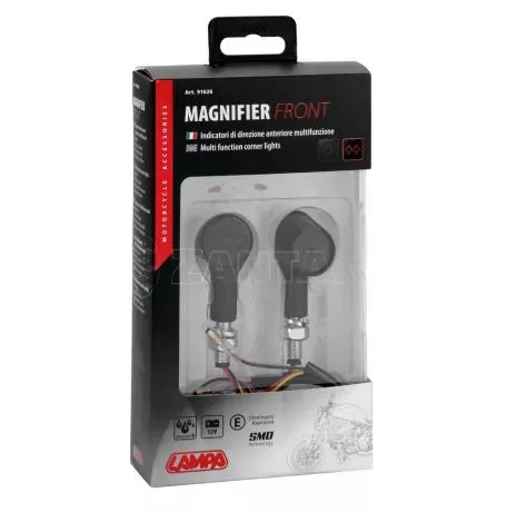 Lampa ΦΛΑΣ MOTO ΠΙΣΩ 12V SMD LED MAGNIFIER ΜΑΥΡΟ/ ΣΤΡΟΓΓΥΛΟ 2 ΧΡΗΣΕΩΝ (ΘΕΣΕΩΣ /ΦΛΑΣ) 50x25mm  LAMPA  - 2 TEM. 9162.6-LM 