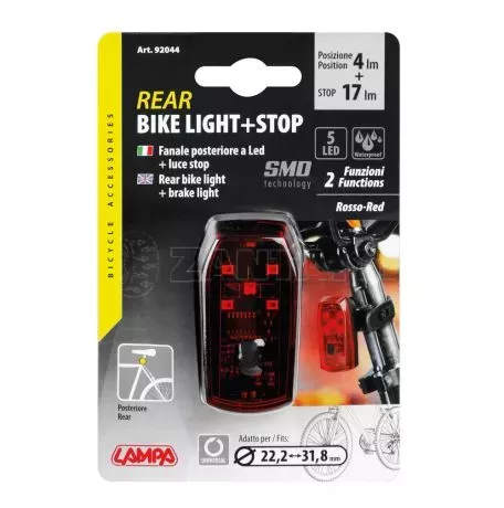 Lampa ΦΩΣ ΠΟΔΗΛΑΤΟΥ ΠΙΣΩ ΜΕ ΕΝΔΕΙΞΗ ΦΡΕΝΑΡΙΣΜΑΤΟΣ ΜΕ 5LED SMD ΚΟΚΚΙΝΟ 31x60x25mm 1ΤΕΜ 9204.4-LB 