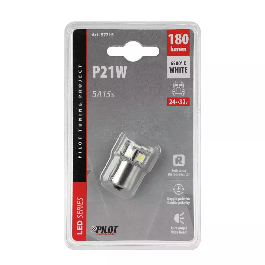 Lampa P21W 24/32V Ba15s 3,5W 180lm 10xSMDx1CHIP LED CAN-BUS (ΦΟΥΝΤΟΥΚΙ) ΛΕΥΚΟ ΔΙΑΘΛΑΣΗΣ BLISTER LAMPA - 1 TEM. L5771.5