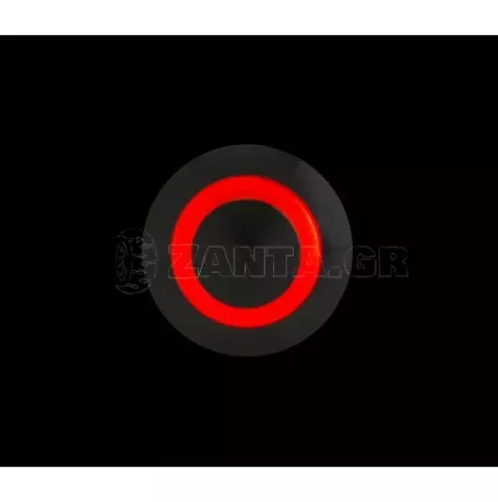 Lampa ΔΙΑΚΟΠΤΗΣ ΜΠΟΥΤΟΝ (BUTTON) 12/24V 5Amax 5PIN IP65 ON/OFF ME LED ΚΟΚΚΙΝΟ ΑΝΟΞΕΙΔΩΤΟ ΑΤΣΑΛΙ​ LAMPA - 1 TEM. L4557.4 