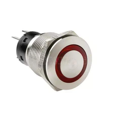 Lampa ΔΙΑΚΟΠΤΗΣ ΜΠΟΥΤΟΝ (BUTTON) 12/24V 5Amax 5PIN IP65 ON/OFF ME LED ΚΟΚΚΙΝΟ ΑΝΟΞΕΙΔΩΤΟ ΑΤΣΑΛΙ​ LAMPA - 1 TEM. L4557.4 