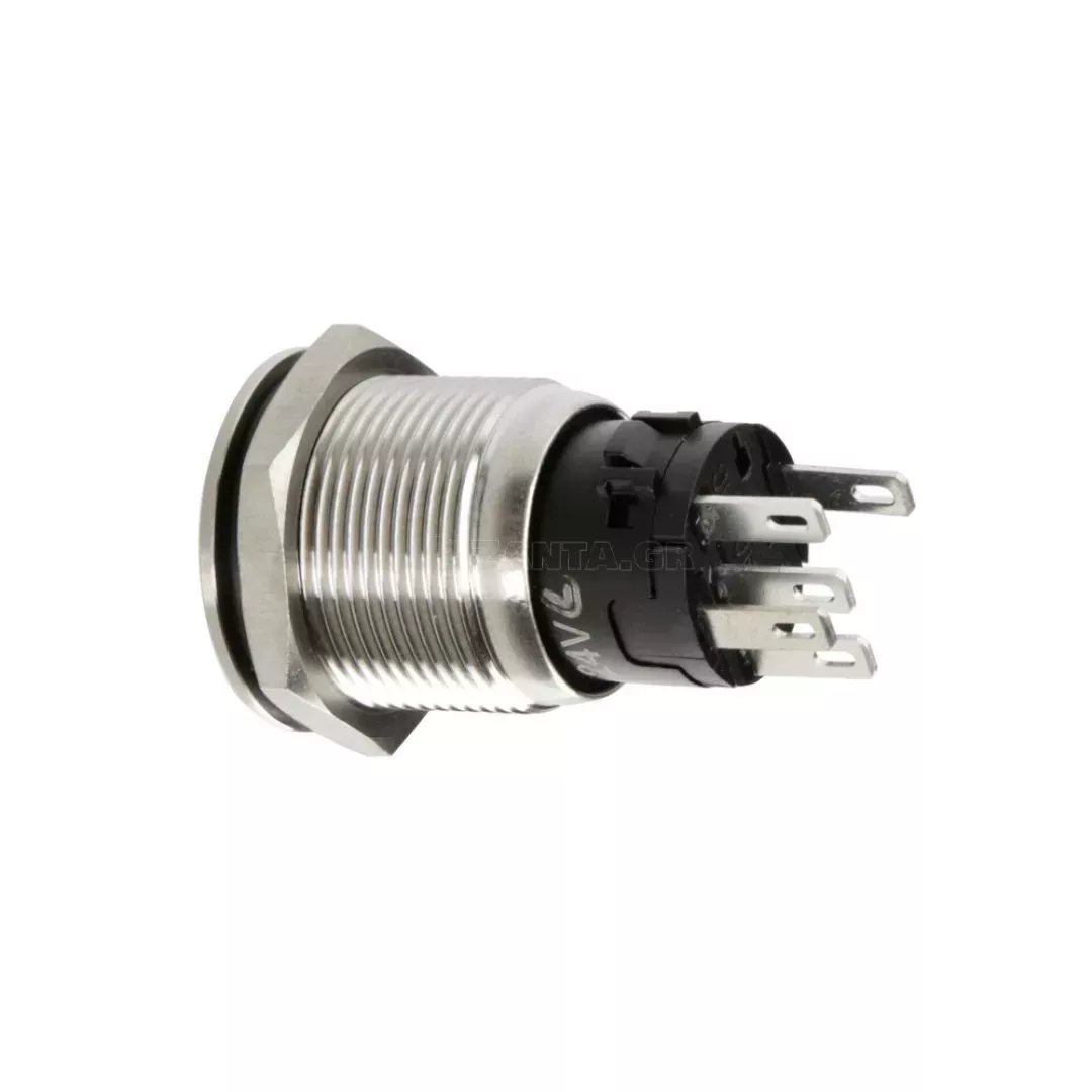 Lampa ΔΙΑΚΟΠΤΗΣ ΜΠΟΥΤΟΝ (BUTTON) 12/24V 5Amax 5PIN IP65 ON/OFF ME LED ΚΟΚΚΙΝΟ ΑΝΟΞΕΙΔΩΤΟ ΑΤΣΑΛΙ LAMPA - 1 TEM. L4557.4