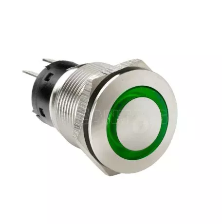 Lampa ΔΙΑΚΟΠΤΗΣ ΜΠΟΥΤΟΝ (BUTTON) 12/24V 5Amax 5PIN IP65 ON/OFF ME LED ΠΡΑΣΙΝΟ ΑΝΟΞΕΙΔΩΤΟ ΑΤΣΑΛΙ LAMPA - 1 TEM. L4557.5 