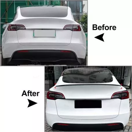 Αεροτομή Πορτ Παγκάζ Για Tesla Model Y 2020+ Lipspoiler Γυαλιστερό Μαύρο Από Abs Πλαστικό 