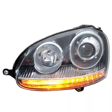 Μπροστινά Φανάρια Set Για Vw Golf V (5) 03-08 / Jetta GTI R32 Look Projectors Μαύρα H7/H7 Με Μοτέρ Depo 