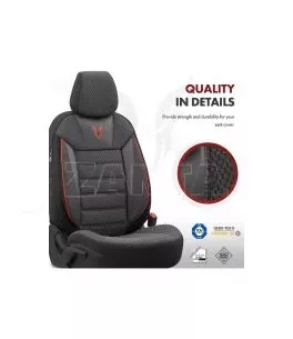 Καλύμματα Αυτοκινήτου Otom Toro Design Universal Βαμβακερό Ύφασμα / Δερματίνη Σετ Εμπρός / Πίσω 11 Τεμαχίων Μαύρο / Κόκκινο ΤRΟ- 