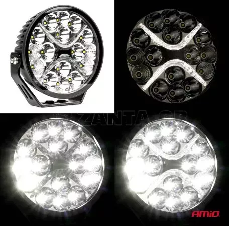 AMIO ΠΡΟΒΟΛΕΑΣ ΟΔΗΓΗΣΗΣ ΣΤΡΟΓΓΥΛΟΣ LED PRO IP67 9600lm 10-30V - 80W - 6000K - 16 LED - 178x178x65mm ΑΜΙΟ - 1 ΤΕΜ. 03871/AM 