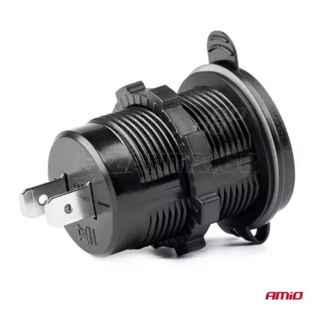 AMIO ΠΡΙΖΑ ΦΟΡΤΙΣΤΗΣ ΤΗΛΕΦΩΝΟΥ USB QUICK CHARGE +USB TYPE-C 12/24V Φ37mmX51mm MOD-08 02858/AM 