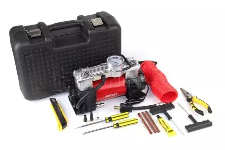 AMIO ΚΟΜΠΡΕΣΕΡ ΑΕΡΑ ΜΕΤΑΛΛΙΚΟ 12V 10BAR-150PSI-60L/min (ΘΗΚΗ/ΜΑΝΟΜΕΤΡΟ/ΦΙΣ/3 ΑΝΤΑΠΤΟΡΕΣ/ΚΑΛΩΔΙΟ 300cm) 02640/AM 