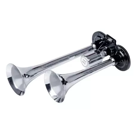 AMIO ΚΟΡΝΑ ΠΝΕΥΜΑΤΙΚΗ 12/24V 118db ΔΙΠΛΗ 2 ΤΟΝΩΝ ΧΡΩΜΙΟ ΑΜΙΟ - 1 ΤΕΜ. 03617/AM 