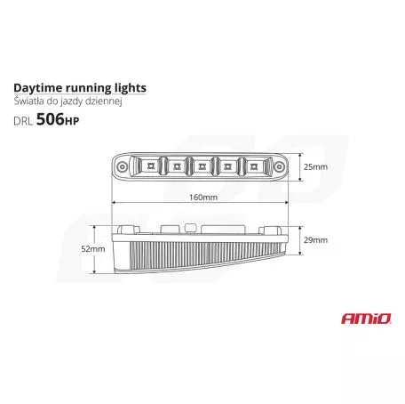 AMIO ΦΩΤΑ ΗΜΕΡΑΣ DRL 12/24V 11,52W 10LED 1000Lm 160x25x52mm 2ΤΕΜ 01522/AM 