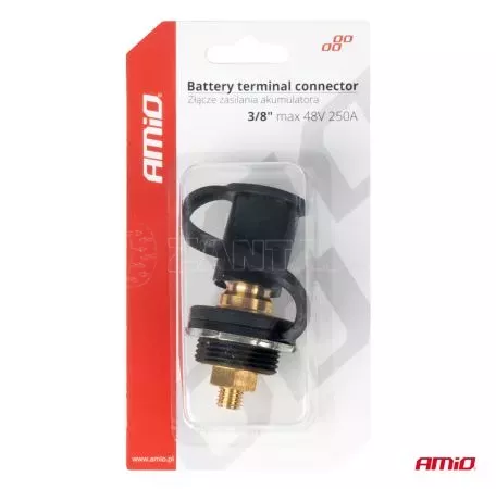 AMIO ΠΟΛΟΣ ΜΠΑΤΑΡΙΑΣ ΑΡΝΗΤΙΚΟΣ 3/8'' M10 max.48V 250A ΣΕ ΜΑΥΡΟ ΧΡΩΜΑ ΜΕ ΚΑΠΑΚΙ AMIO - 1 Τεμ. 03813/AM 