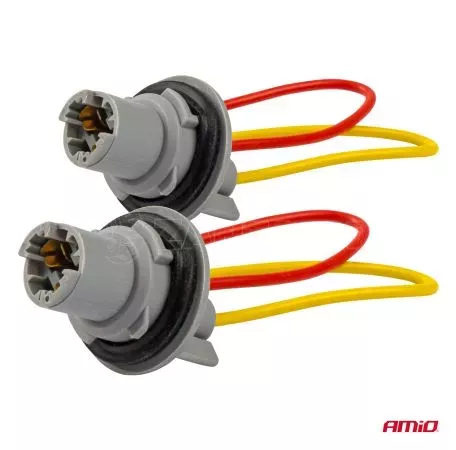 AMIO ΦΙΣΑ 12/24V ΓΙΑ ΛΑΜΠΕΣ T15/W5W/W16W  ME ΚΑΛΩΔΙΟ ΑΜΙΟ - 2 ΤΕΜ. 03049/AM 