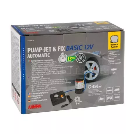 Lampa Κομπρεσέρ Ελαστικών 12V 450ml με υγρό επισκευής 450ml Μανόμετρο 	& Μετρητή Πίεσης  L7217.0 