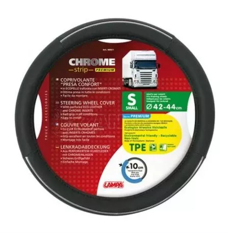 Lampa ΚΑΛΥΜΜΑ ΤΙΜΟΝΙΟΥ ΦΟΡΤΗΓΟΥ CHROME STRIP ΜΑΥΡΟ/ΧΡΩΜΙΟ (S) 42-44cm ΟΙΚΟΛΟΓΙΚΟ & ΑΟΣΜΟ L9892.1 