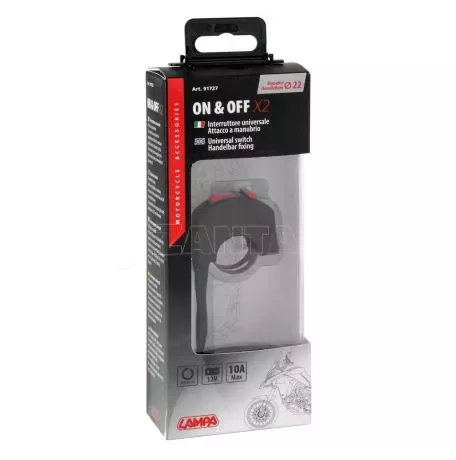 Lampa ΔΙΑΚΟΠΤΗΣ ΤΙΜΟΝΙΟΥ ON/OFF X2 ΓΙΑ ΠΡΟΒΟΛΑΚΙΑ MOTO 12V/10A ΜΕ ΔΙΑΜΕΤΡΟ 22mm LAMPA -1ΤΕΜ 9172.7-LM 