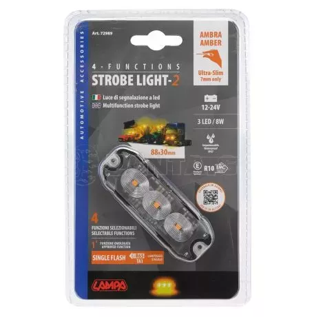 Lampa ΣΤΡΟΜΠΟ ΠΟΡΤΟΚΑΛΙ 12/24V 3 LED 4 ΧΡΗΣΕΩΝ ΑΔΙΑΒΡΟΧΟ IP67 (ΠΑΧΟΣ: 7mm) 88x30mm  LAMPA - 1 TEM. L7298.9 