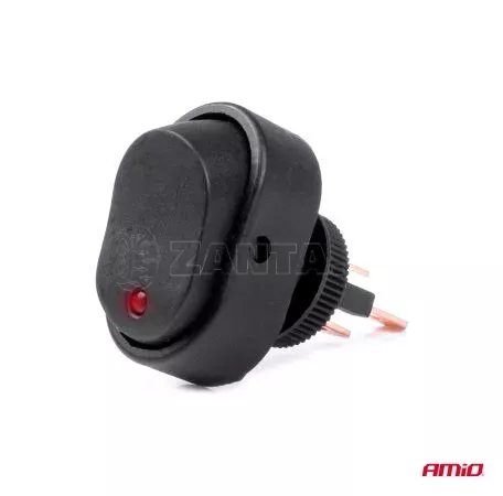 AMIO ΔΙΑΚΟΠΤΗΣ ON/OFF 3 ΕΠΑΦΩΝ ΜΕ LED ΚΟΚΚΙΝΟ12/24V Φ12mm 30A ΜΕ ΣΠΕΙΡΩΜΑ ΟΒΑΛ ΑΜΙΟ - 1 ΤΕΜ. 03089/AM 