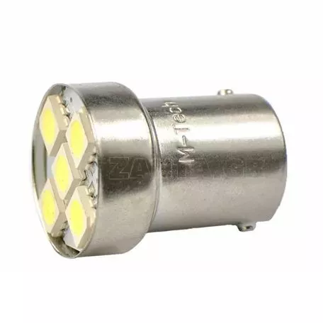 M-tech R5W/R10W 12V BA15s LED 5xSMD5050 ΛΕΥΚΟ (ΜΟΝΟΠΟΛΙΚΟ) BLISTER 2ΤΕΜ. M-TECH LB075W/MT 