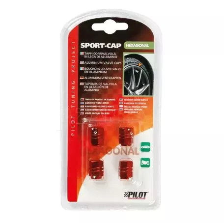 Lampa ΚΑΠΑΚΙΑ ΒΑΛΒΙΔΩΝ SPORT-CAP HEXAGONAL ΚΟΚΚΙΝΑ 4ΤΕΜ. 0250.5-LM 
